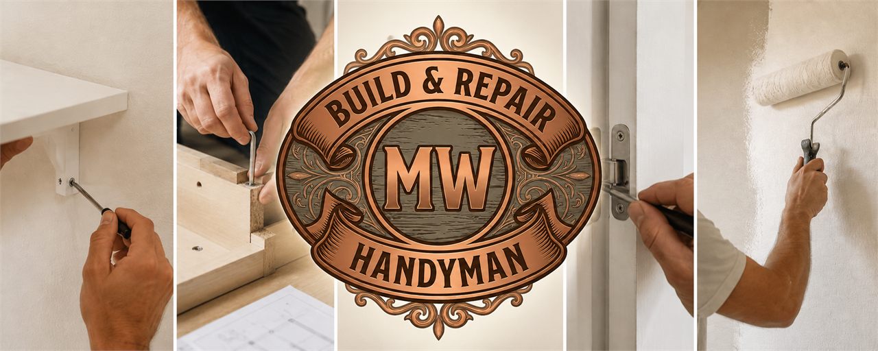 Handyman work collage with the MW Handyman logo
